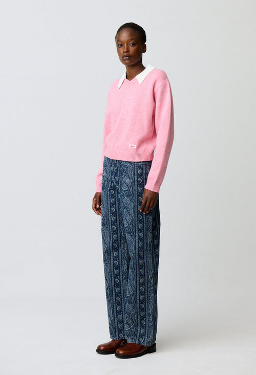 Detachable collar knit jumper