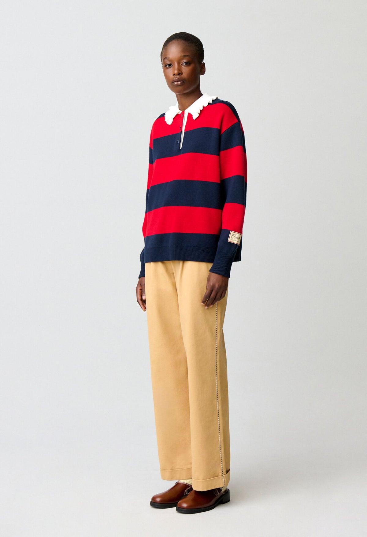 Knitted rugby polo jumper