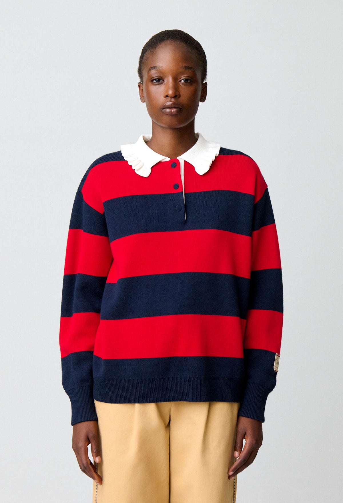 Knitted rugby polo jumper