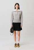 Relaxed wool half-zip jumper