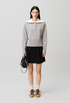 Relaxed wool half-zip jumper