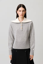 Relaxed wool half-zip jumper