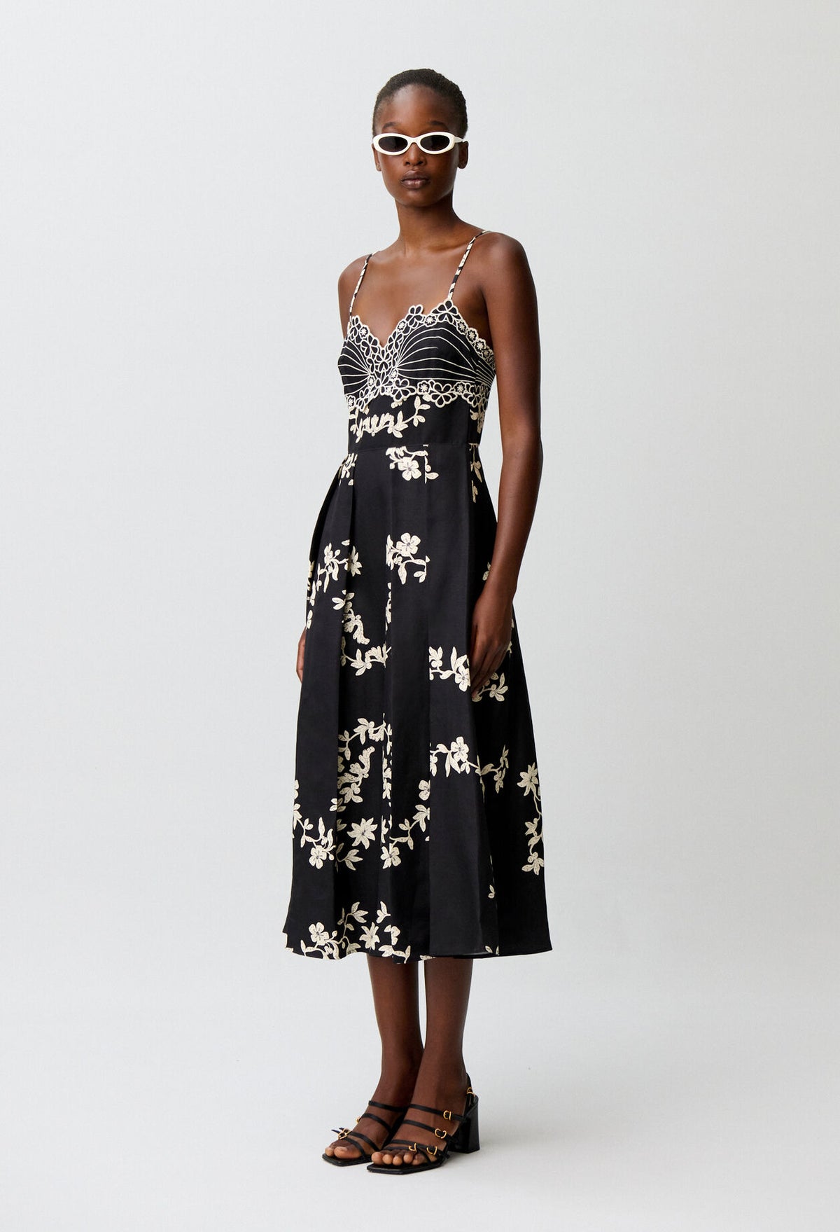 Floral embroidered strappy dress