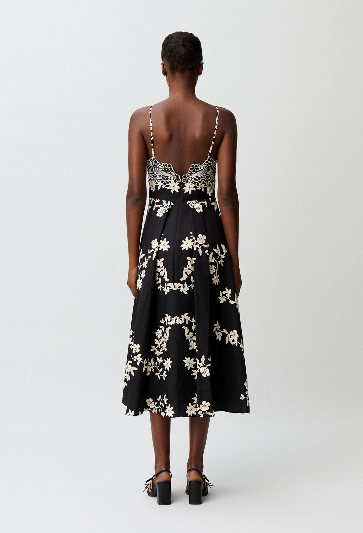 Floral embroidered strappy dress