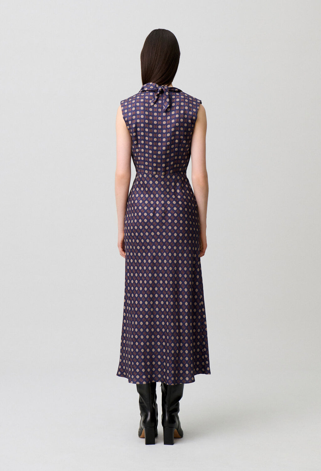 Flowy scarf neck dress