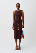 Knit midi dress with gold buttons