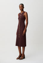 Knit midi dress with gold buttons