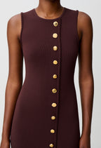 Knit midi dress with gold buttons
