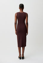 Knit midi dress with gold buttons