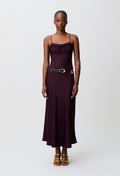 Flowy fringed satin dress