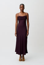 Flowy fringed satin dress