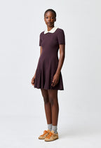 Contrast collar knit skater dress