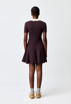 Contrast collar knit skater dress