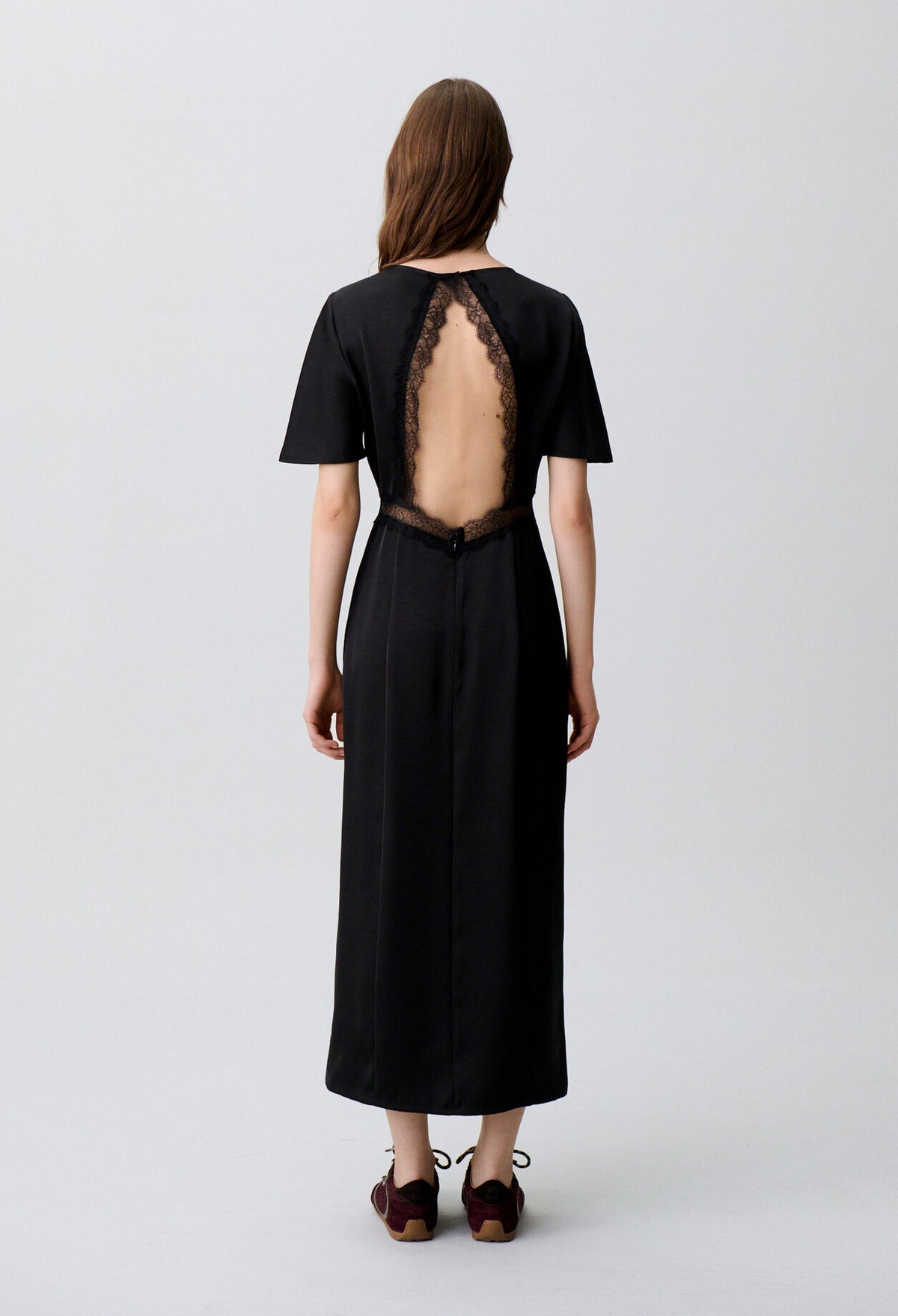 Satin lace open-back dress