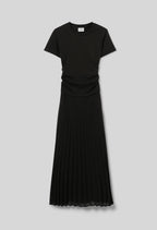 Straight pleated bi-material dress