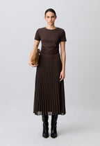 Pleated bi-material dress