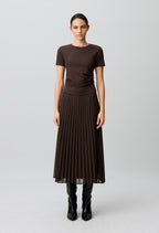Pleated bi-material dress