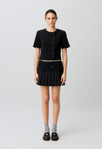 Short pleated peplum dress