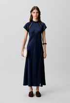 Satin Victorian collar dress