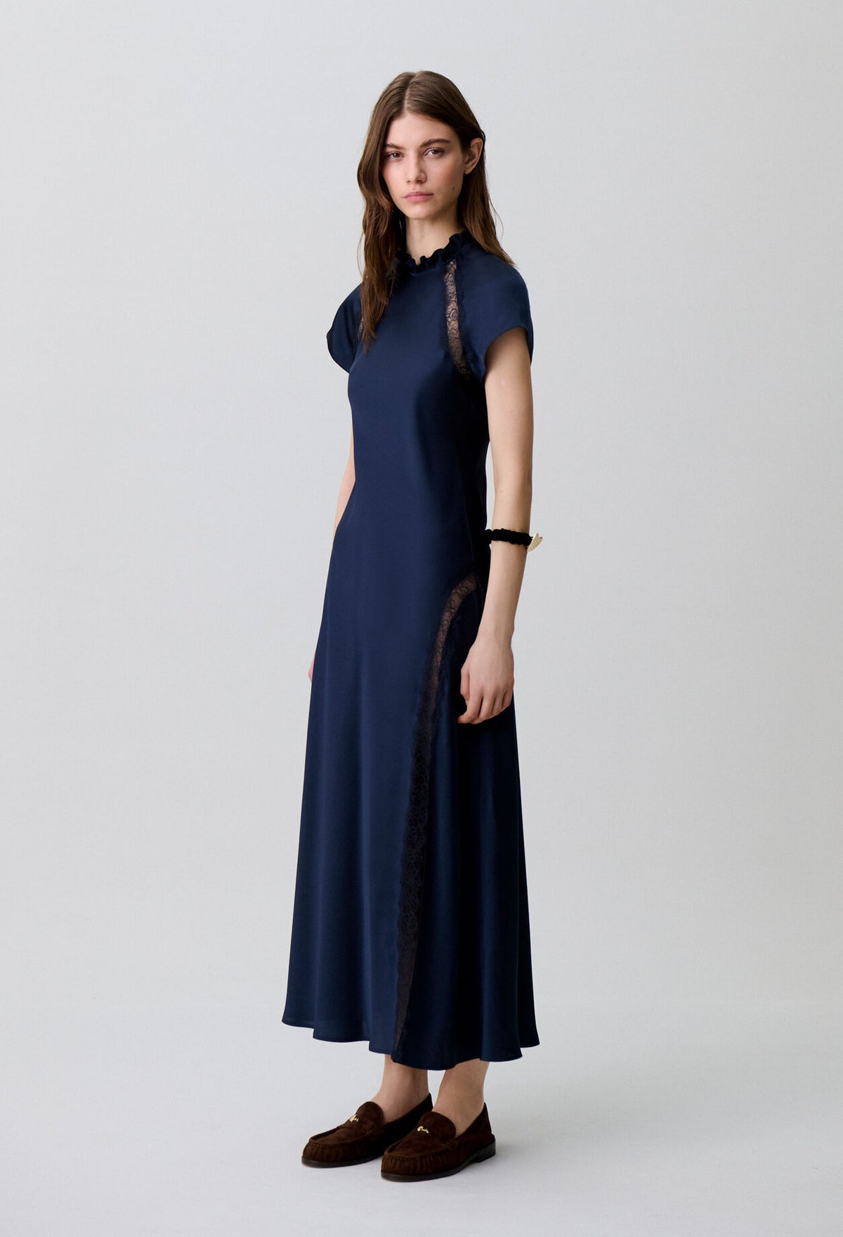 Satin Victorian collar dress