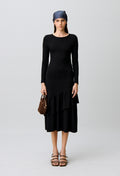 Asymmetric ruffled jersey dress