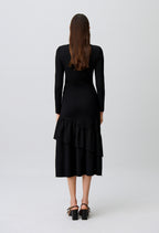Asymmetric ruffled jersey dress