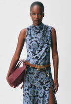 Flowy printed satin dress