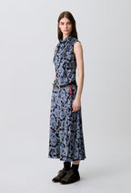 Flowy printed satin dress