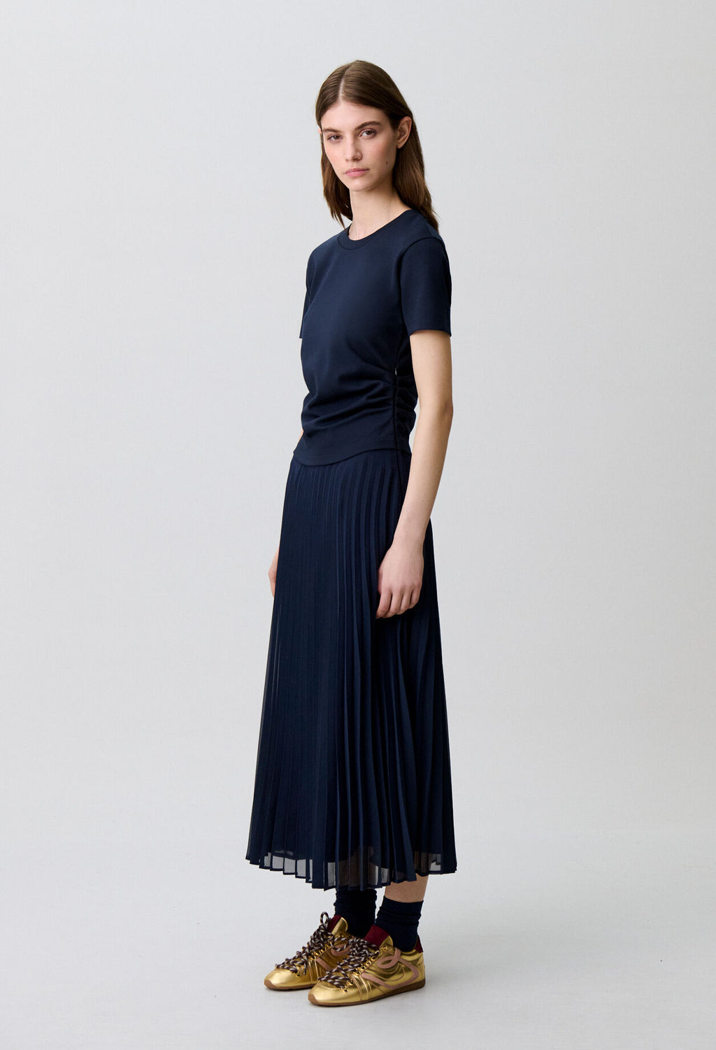Trompe-l'œil bi-material dress