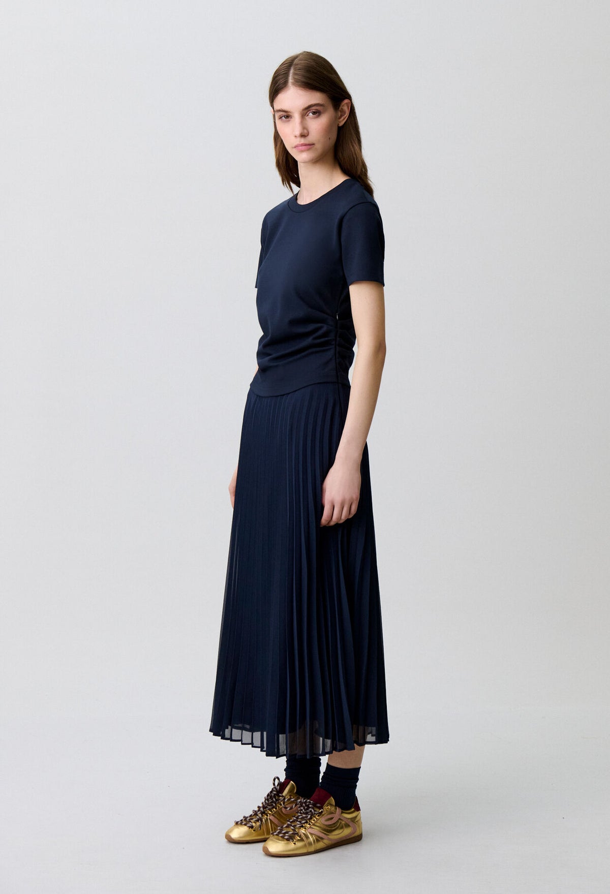 Trompe-l'œil bi-material dress