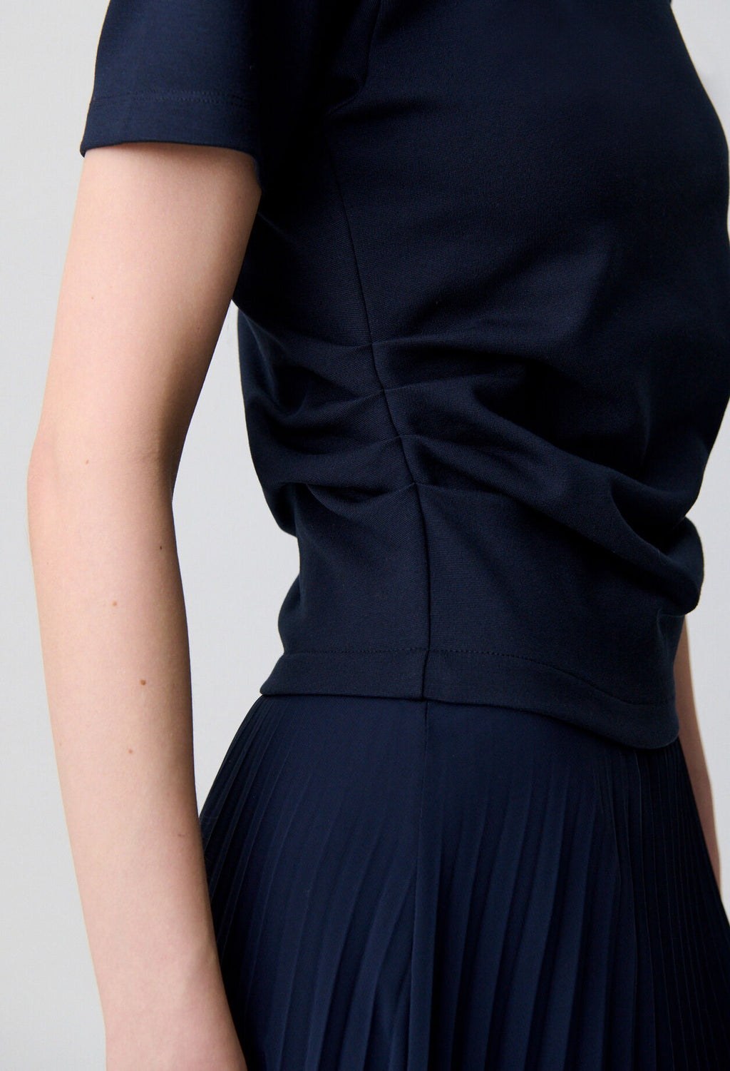 Trompe-l'œil bi-material dress