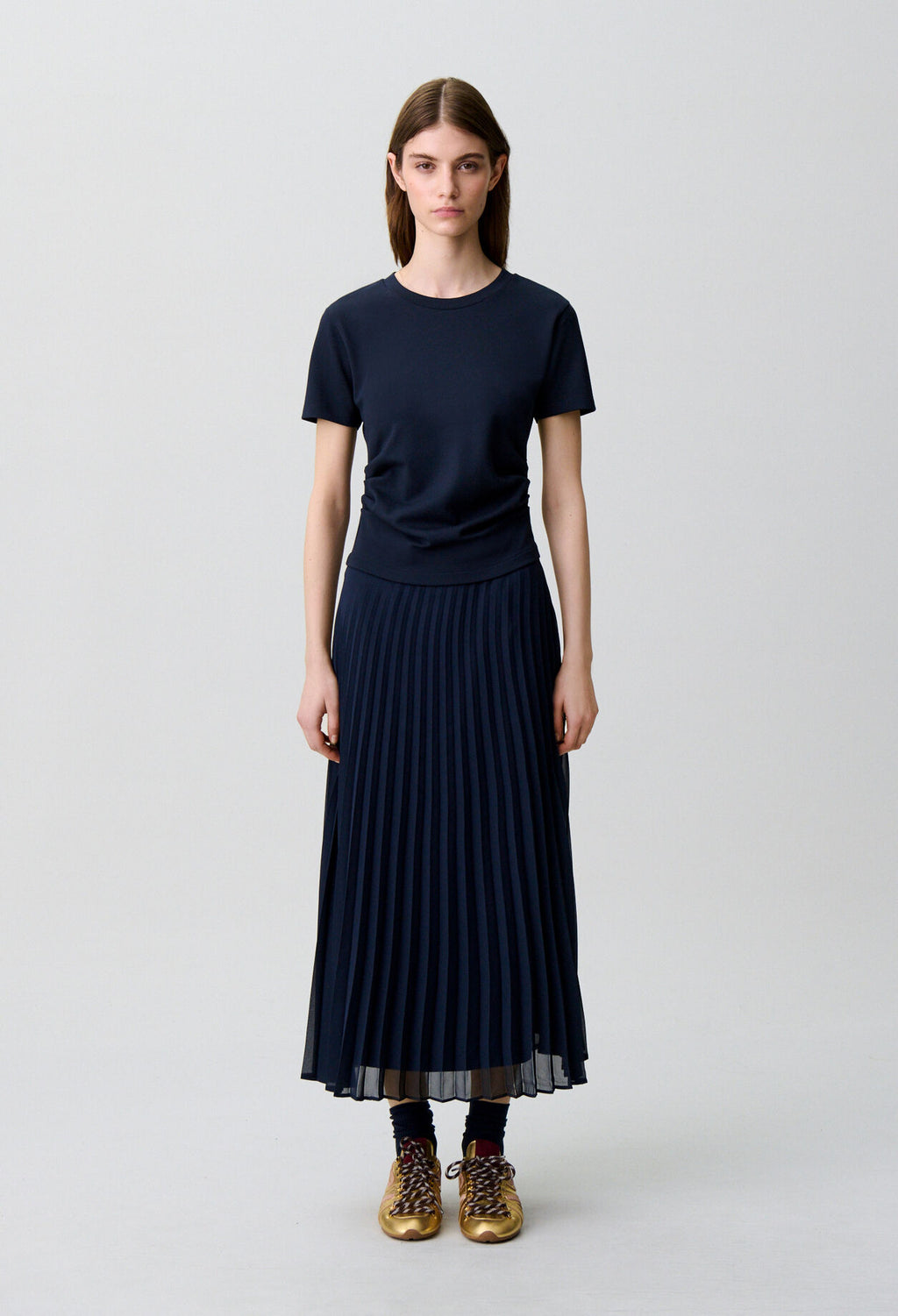 Trompe-l'œil bi-material dress