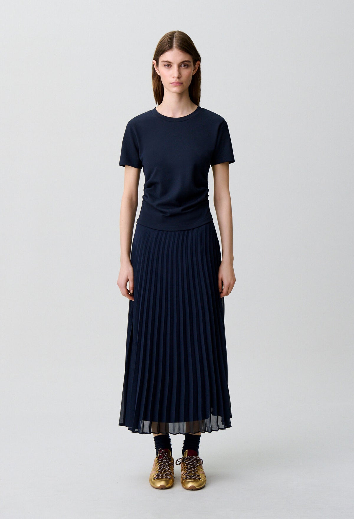Trompe-l'œil bi-material dress