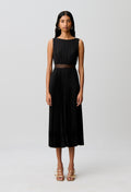 Flowy pleated satin dress