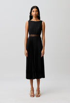 Flowy pleated satin dress