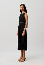Flowy pleated satin dress