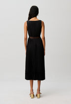 Flowy pleated satin dress