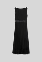 Flowy pleated satin dress