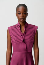 Satin ruffle collar dress