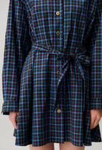 Checked cotton shirt dress