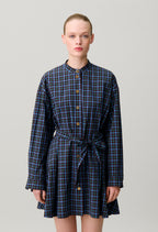Checked cotton shirt dress
