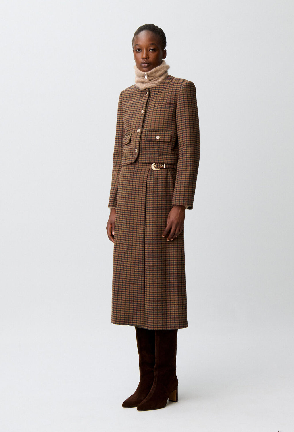 Straight checked jacket