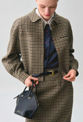 Short checked wool blend jacket