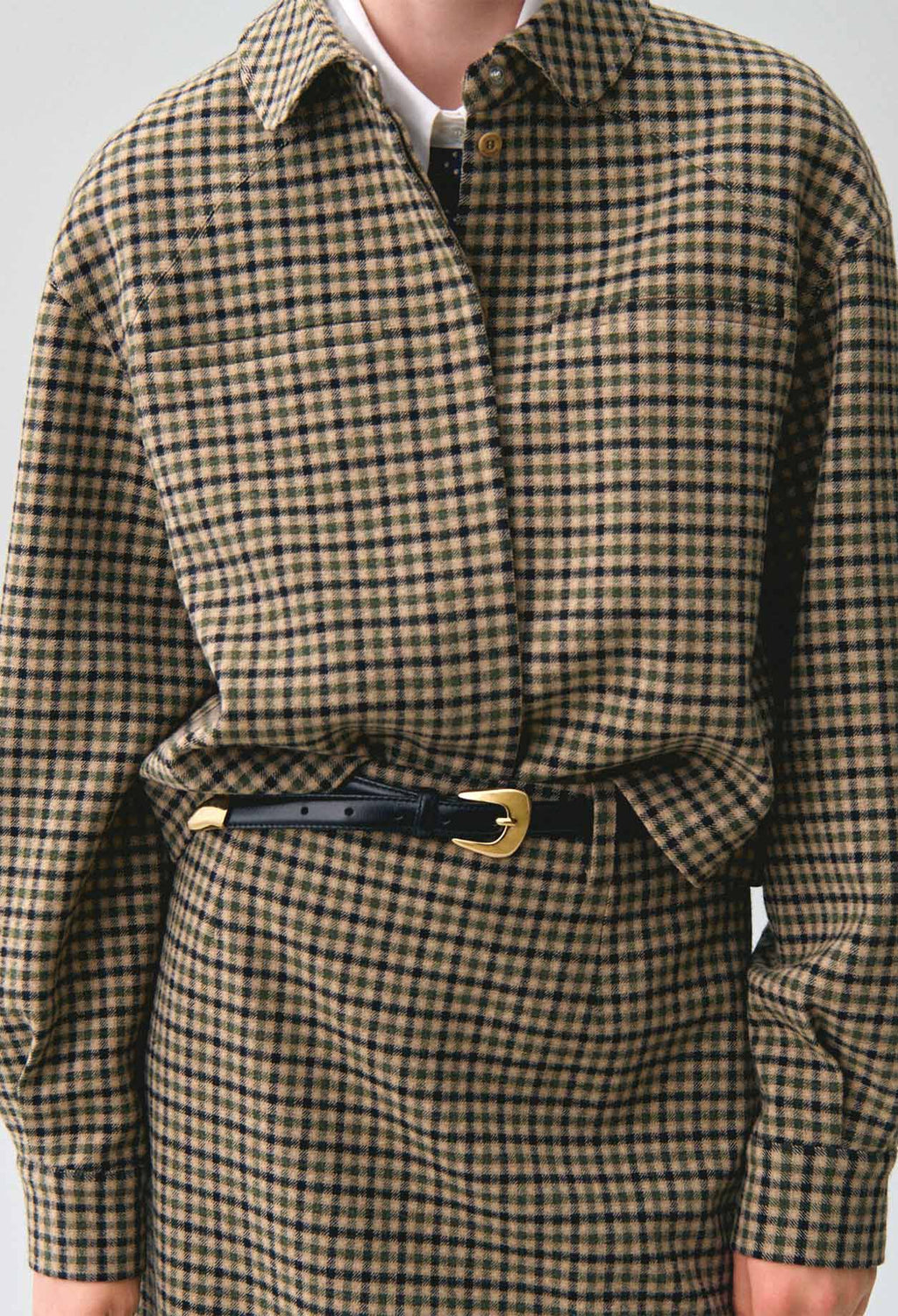 Short checked wool blend jacket