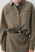 Short checked wool blend jacket