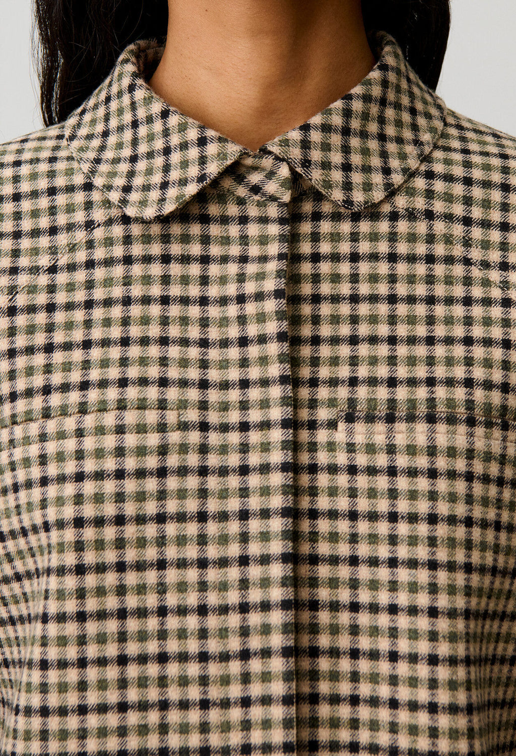 Short checked wool blend jacket