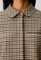Short checked wool blend jacket