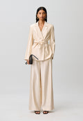 Belted satin tailored jacket