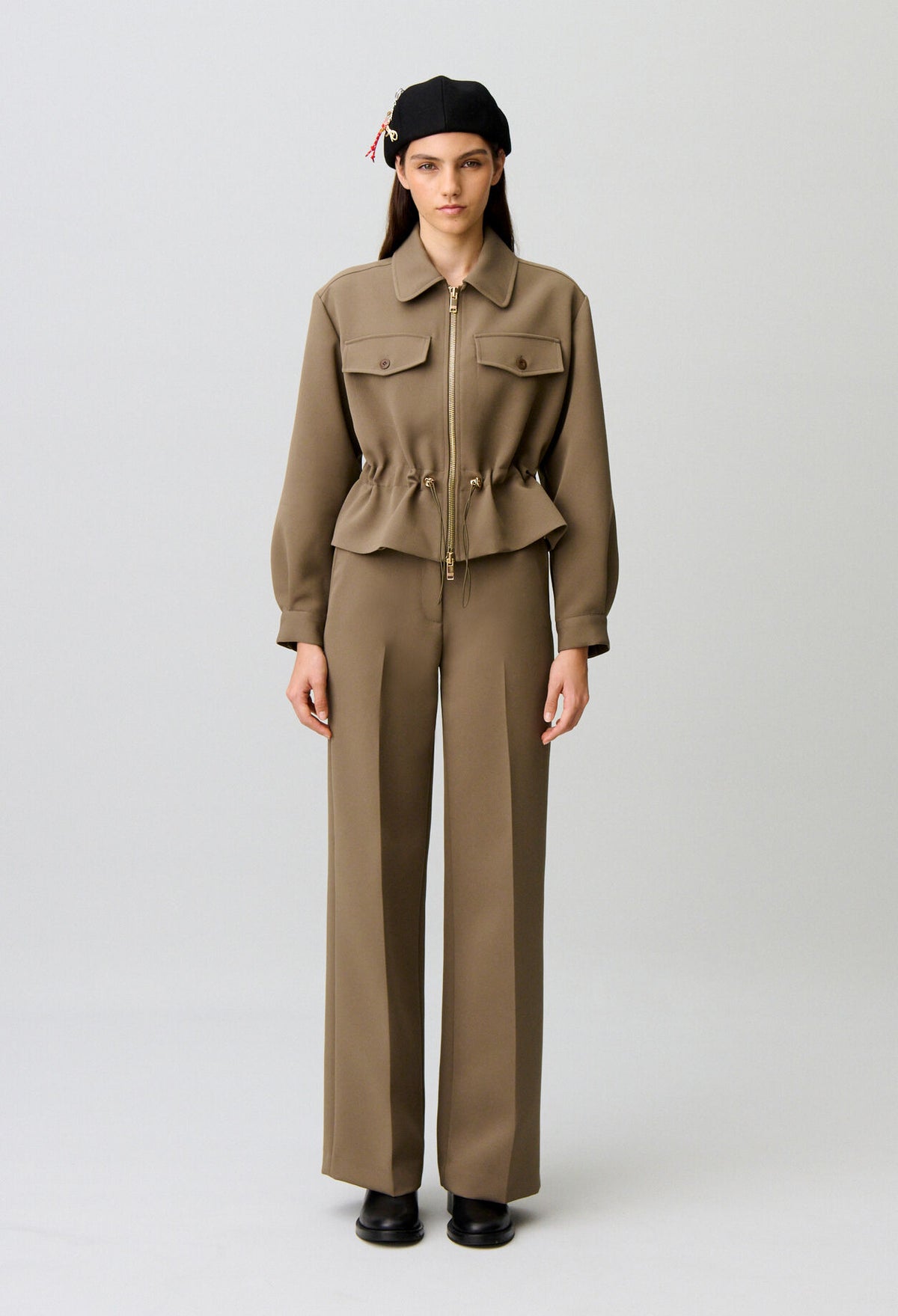 Gold flower peplum jacket