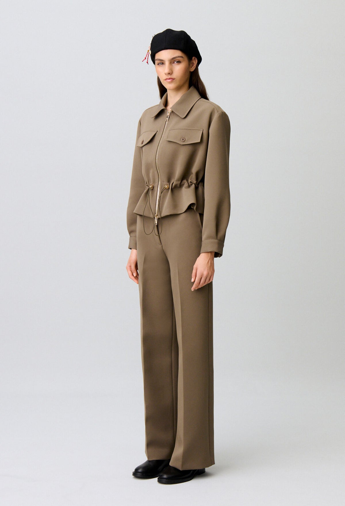 Gold flower peplum jacket